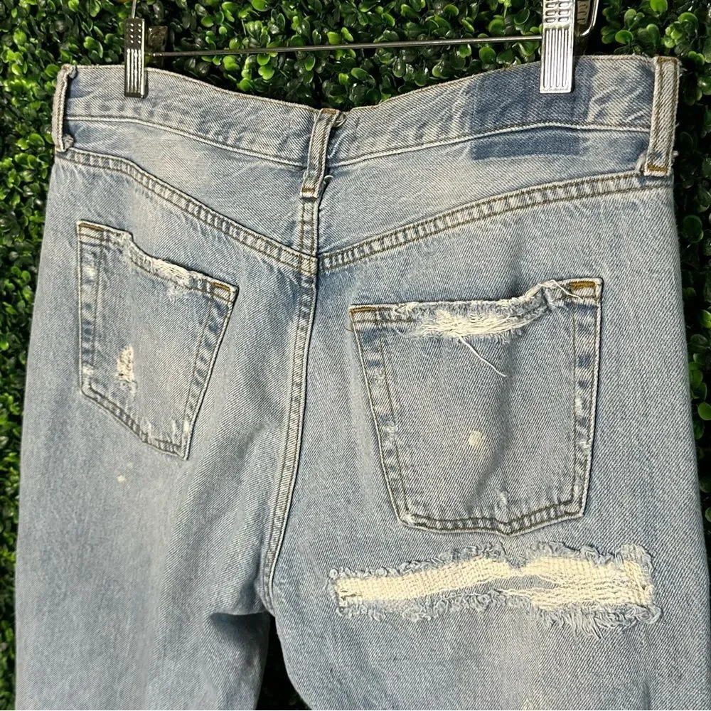 Zara Woman Distressed Ripped Denim 100% Cotton Jeans Sz 10